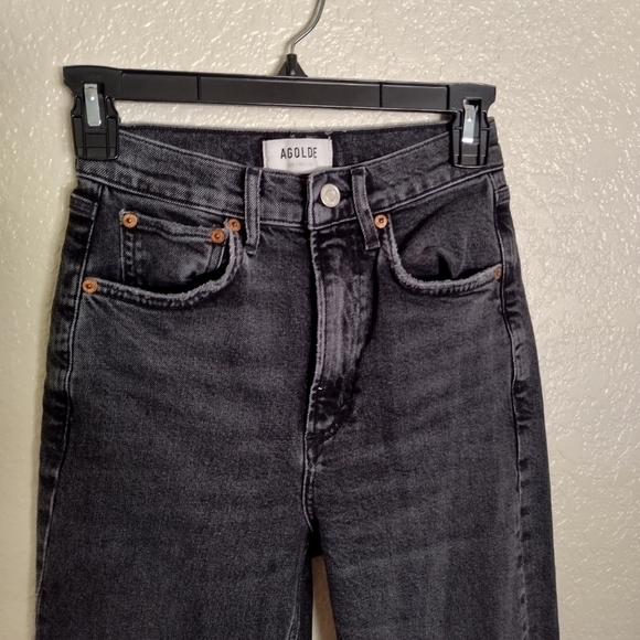 Agolde High Rise Stovepipe in metal black sz 23 - Picture 3 of 11